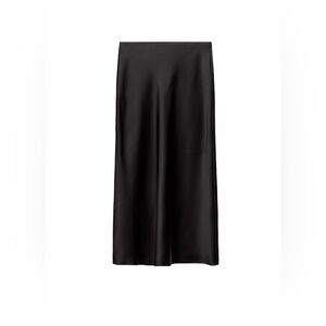 DKNY Elegant Black Satin Midi Skirt